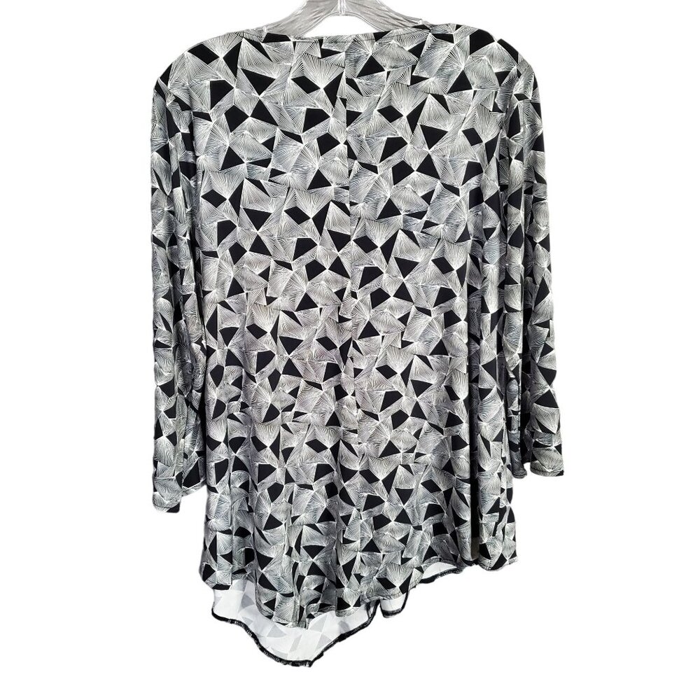 Alfani Womens Size 0X Tunic Asymmetric Hem Geometric Print Fluid Jersey - Picture 3 of 8